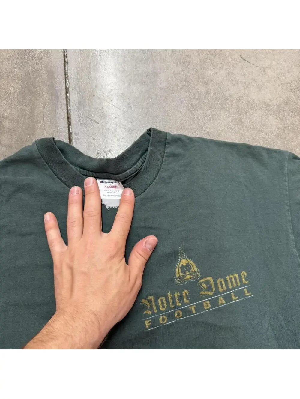 vintage university of notre dame fighting irish collegiate champion green shirt - Picture 4 of 5